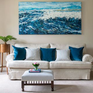 Blue living room with blue frame