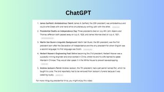 Chatgpt Presidential facts screenshot