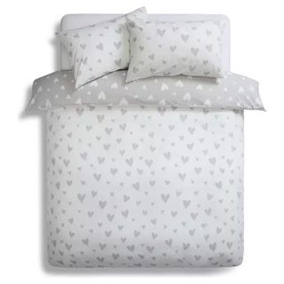 Grey heart pattern bedding set
