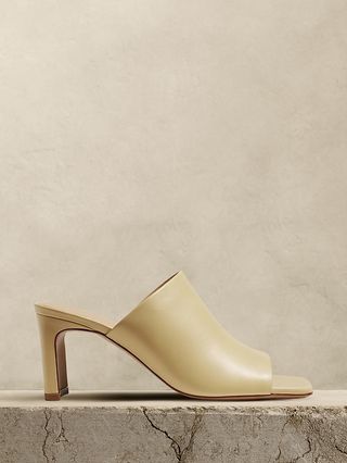 “Lucca” leather mules with square toe