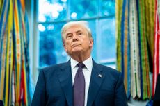 US President Donald Trump in the Oval Office of the White House in Washington, DC