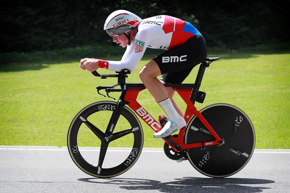 Stefan Kung (BMC Racing) on his way to winning the time trial at Tour de Suisse