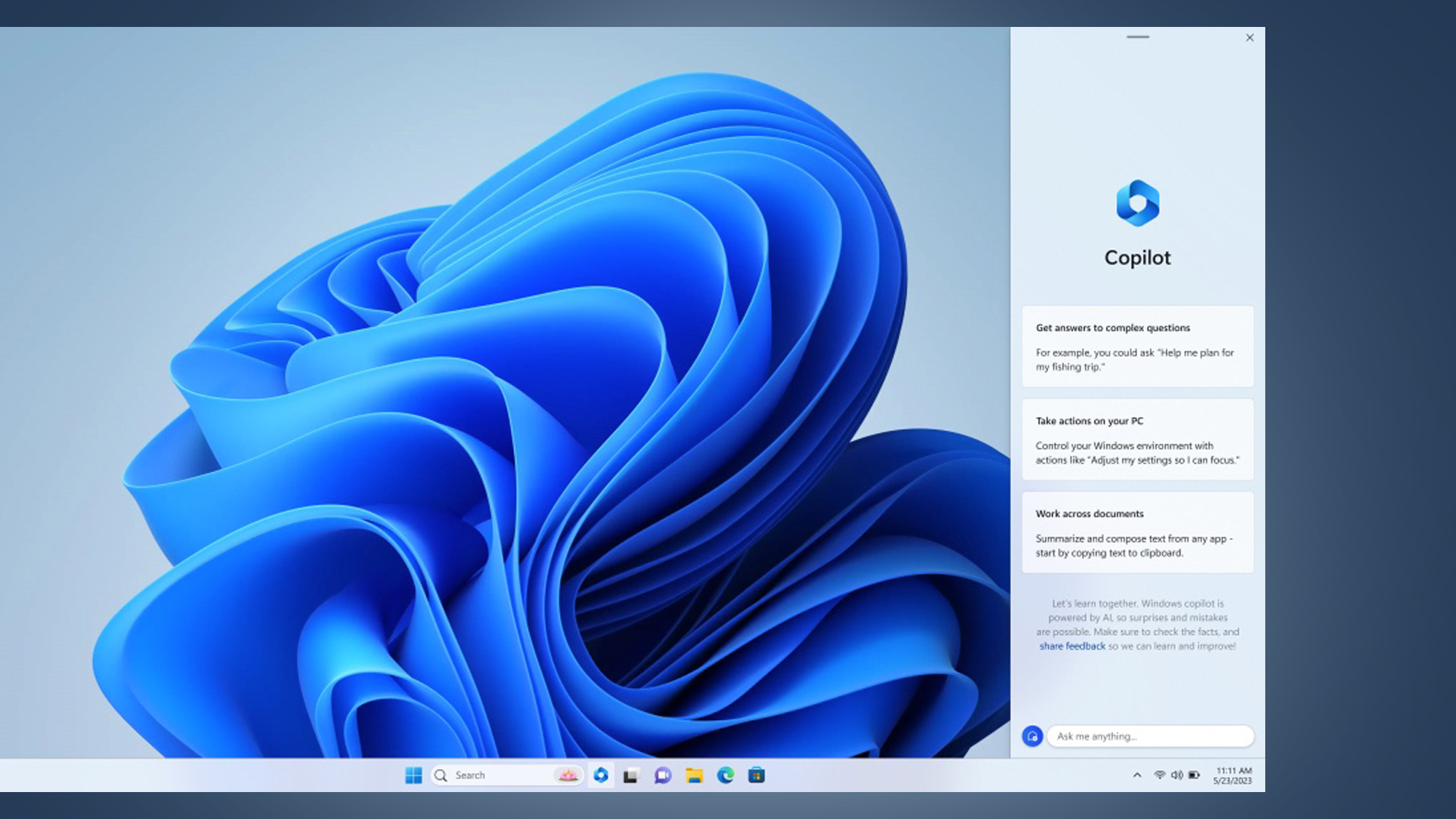 A Microsoft Copilot page on a blue background