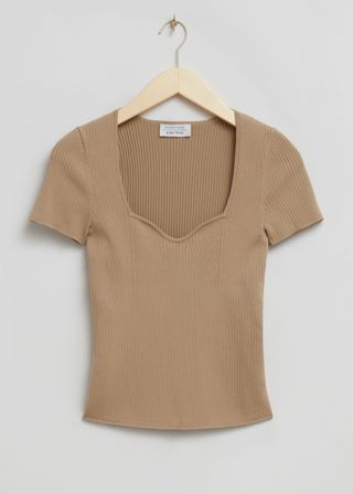 Knitted Sweetheart Neck Top