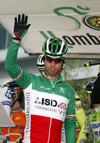 Italian champion Giovanni Visconti (ISD-Neri) at the start in Milan.