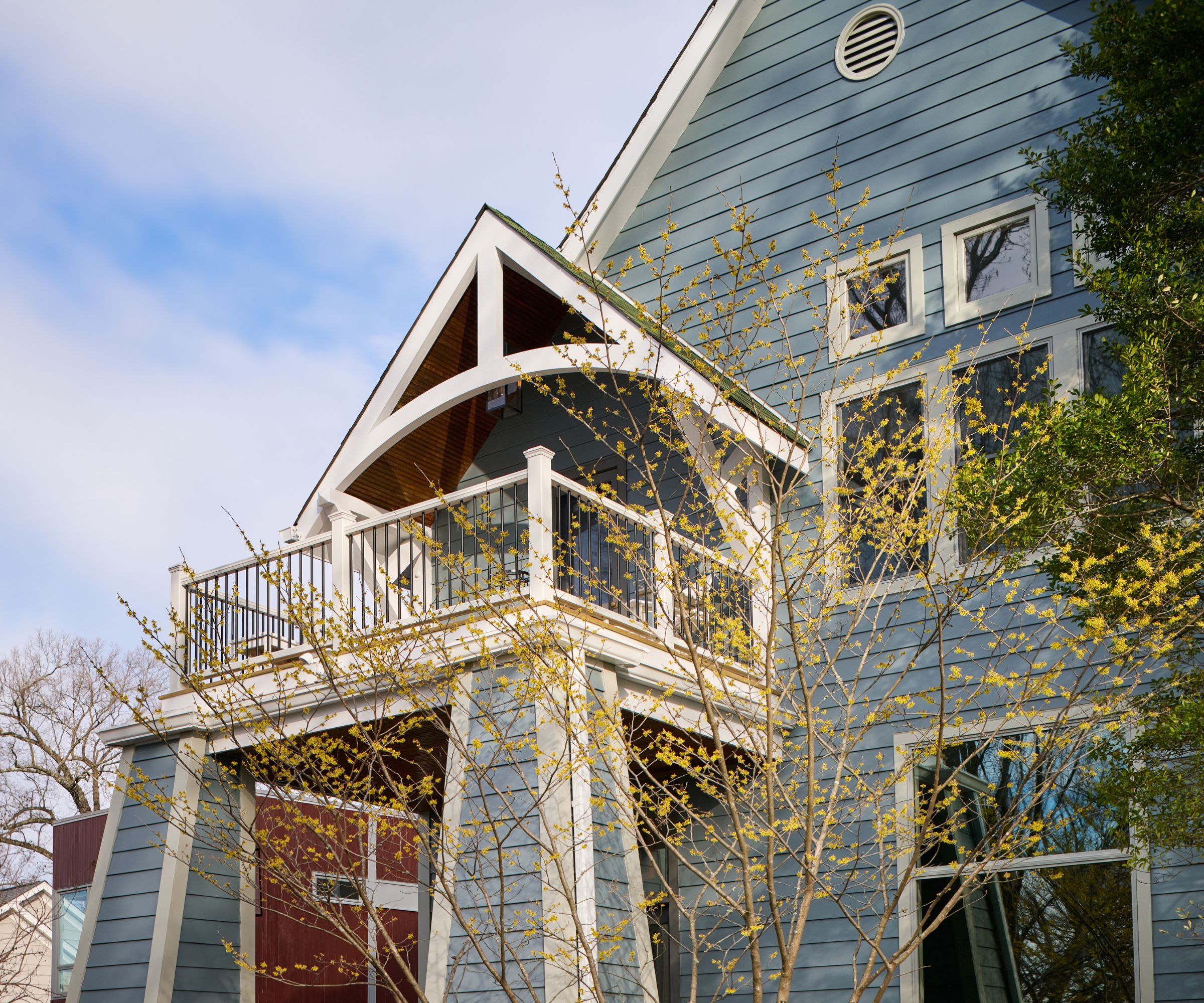 Shiplapped property painted in Sherwin-Williams' 6243 Distance
