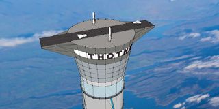 A commercial spacecraft launch pad and runway would sit atop the 12-mile-high inflatable space elevator concept patented by the Canadian company Thoth Technology Inc. The concept would allow cheaper access to space, the company says.