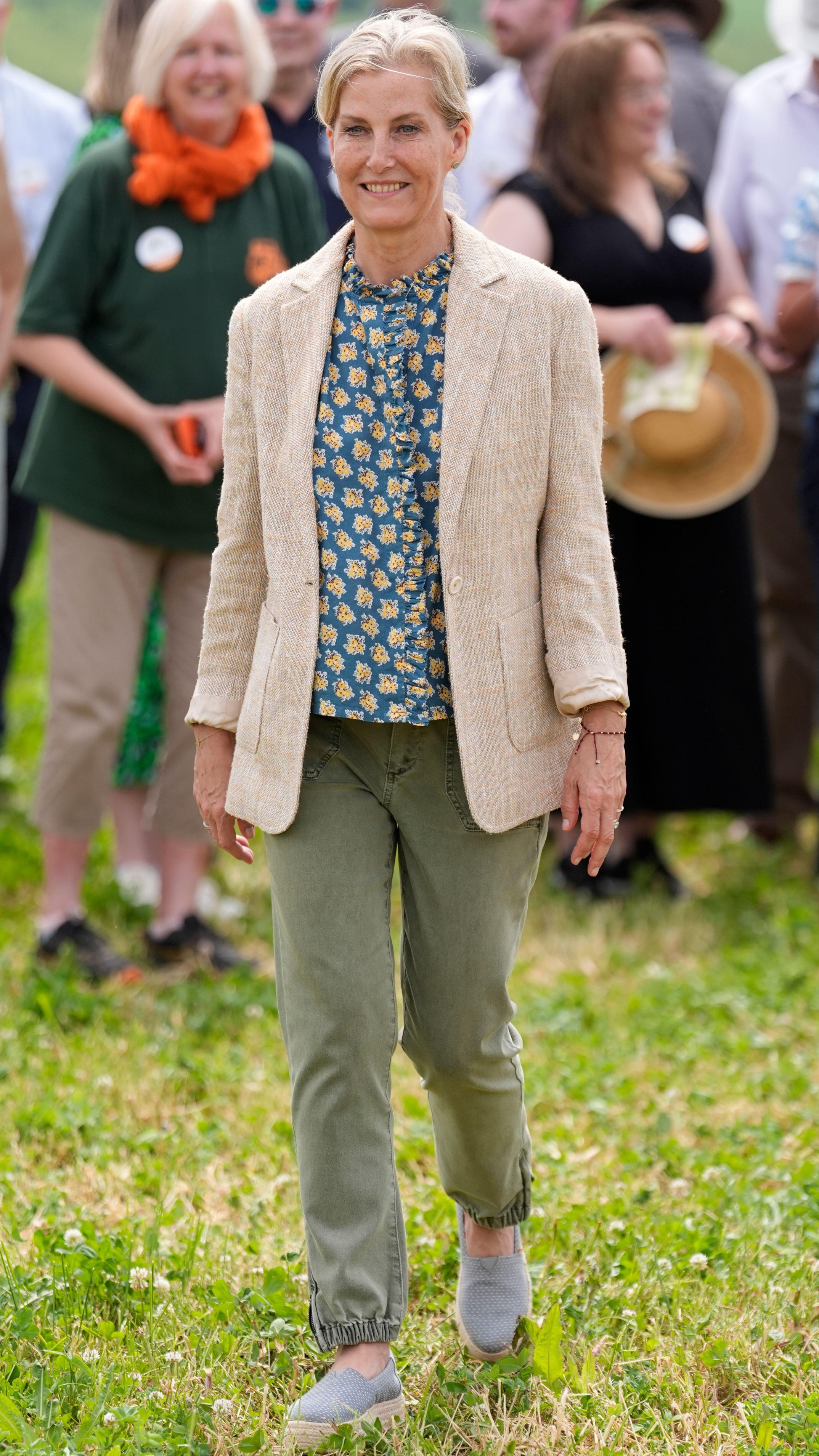 Duchess Sophie smiles during a visit to see preparations for LEAF Open Farm Sunday