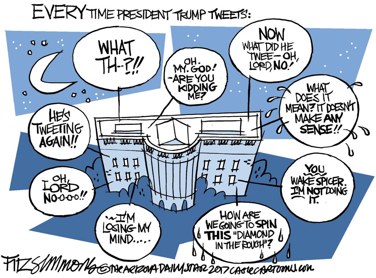 Political Cartoon U.S. Trump Twitter The White House Tweets