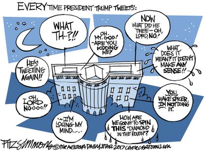 Political Cartoon U.S. Trump Twitter The White House Tweets