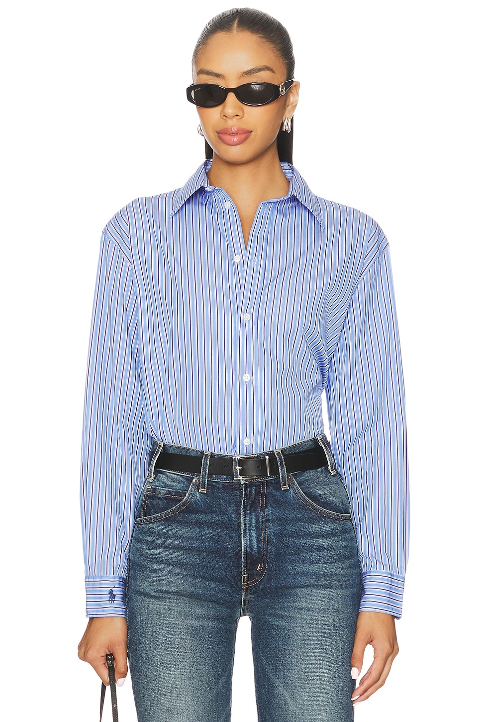 Oversize Fit Striped Cotton Shirt