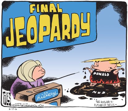 Political Cartoon U.S Hillary Clinton and Donald Trump