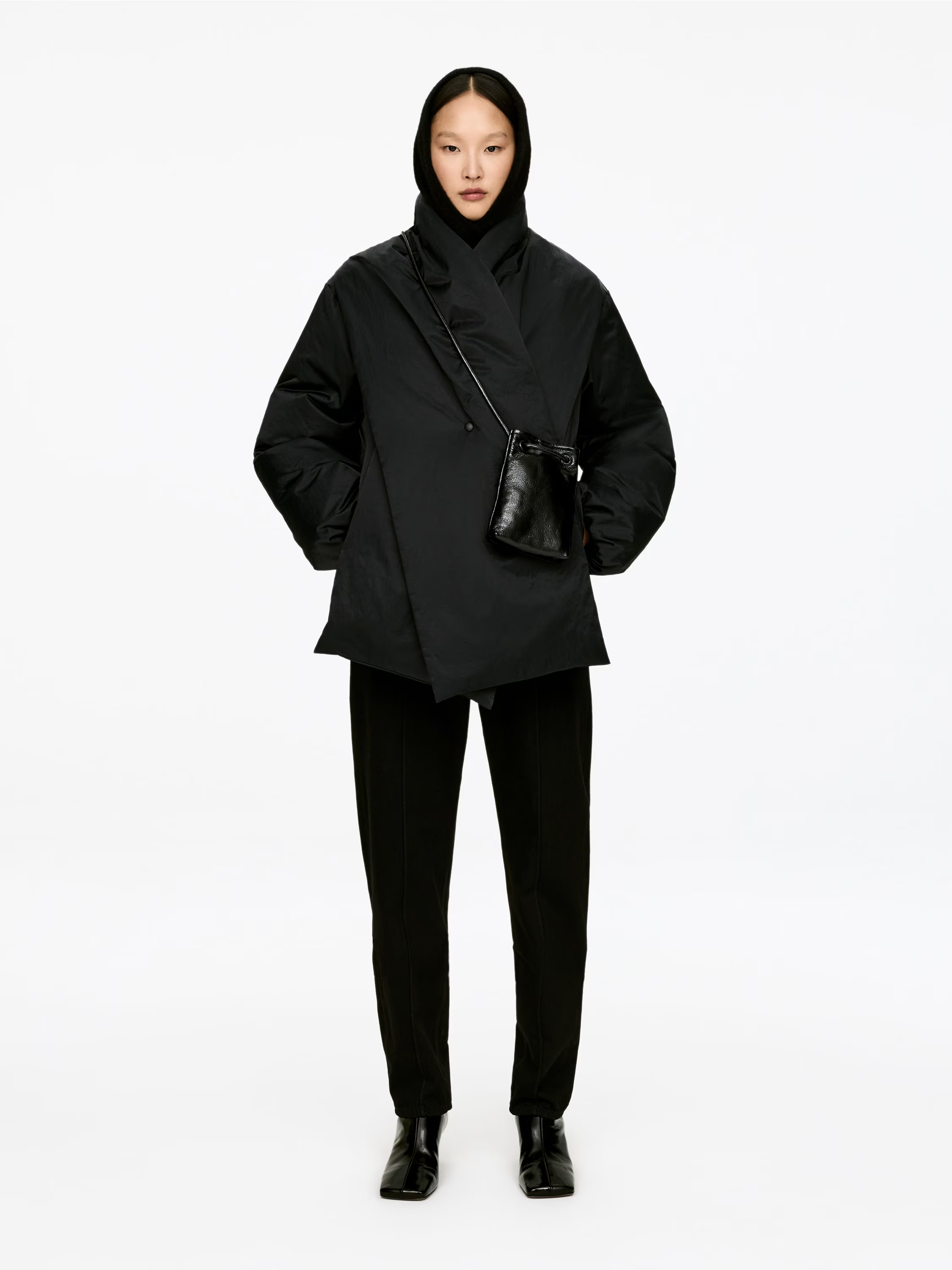 An image of an Arket scarf coat.