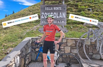 Illi Gardner at the summit of the Monte Zoncolan