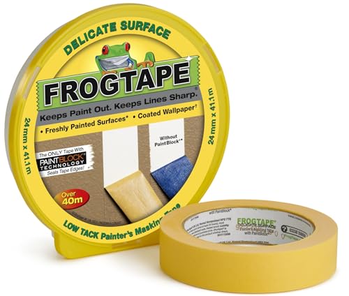 Frog Tape Yellow Delicate Surface Painters Masking Tape 24mm X 41.1m. Indoor Painting and Decorating for Sharp Lines and No Paint Bleed