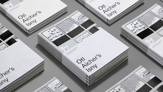 Piles of Otl Aicher's Isny books