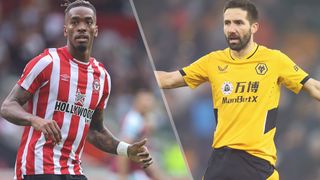 Ivan Toney of Brentford and Joao Moutinho of Wolves could both feature in the Brentford vs Wolves live stream