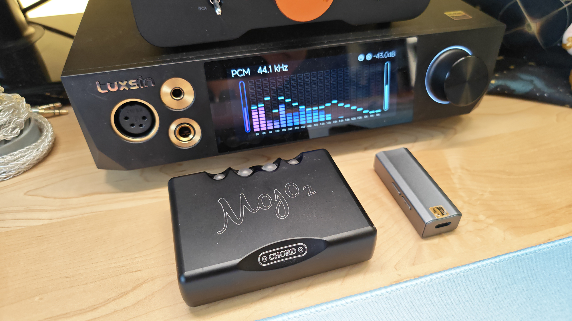 The Chord Mojo 2 and the Luxsin X8 DAC/Amps.