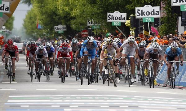 Matthew Goss (HTC - Columbia) is metres away from victory.