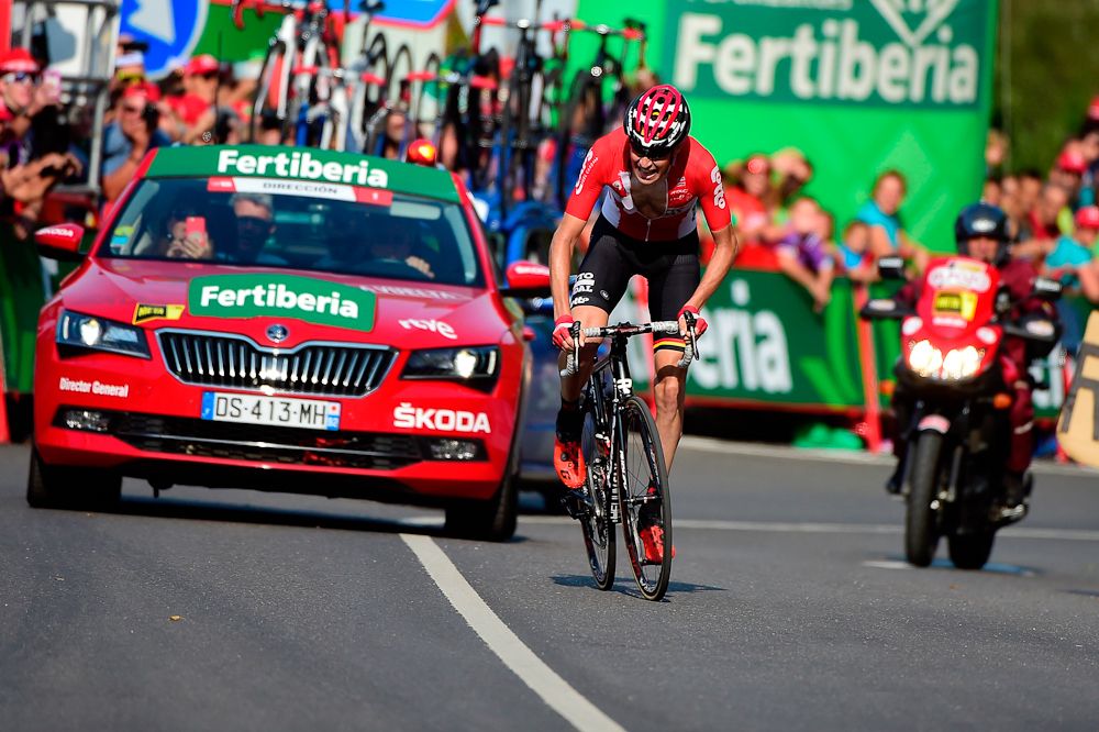 Sander Armee rides to victory during stage 18 at the Vuelta
