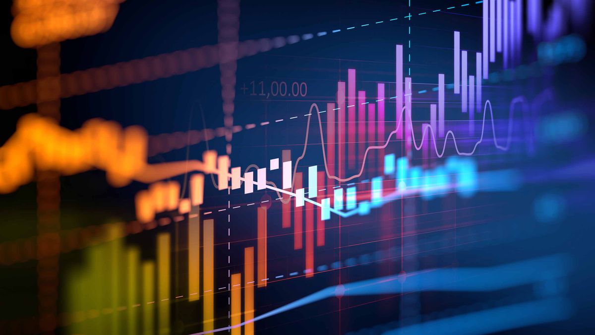 Bull stock market trading investment stick graph. Finance and