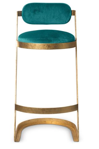 Luxe velvet bar stool in Ocean, £295, Oliver Bonas