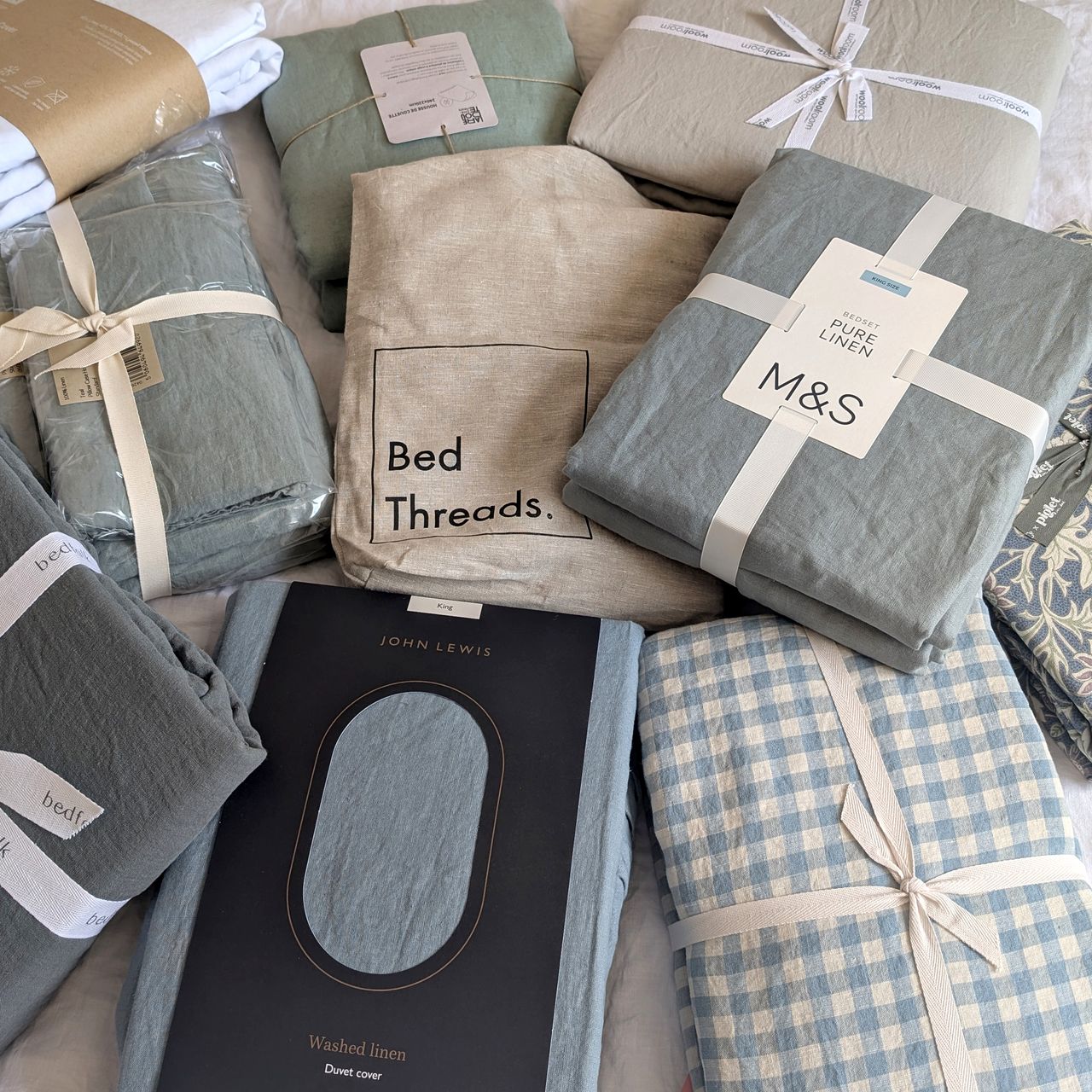 A selection of linen bedding from M&amp;S, John Lewis, Piglet in Bed, Secret Linen Store and more being tested at home