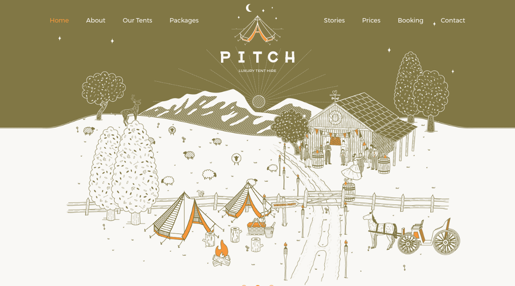 This glamping company’s homepage uses quirky illustration to great effect