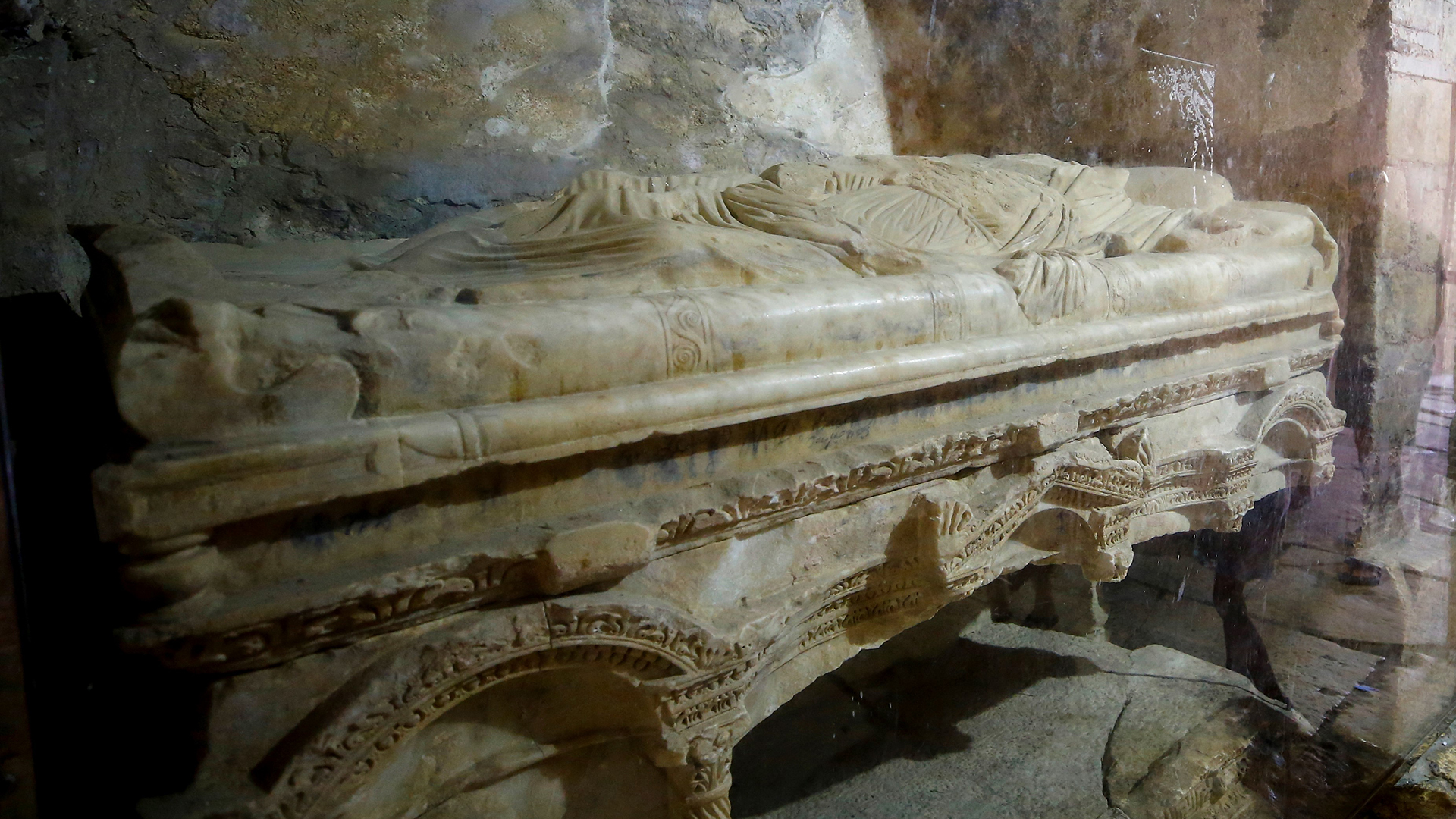 The sarcophagus of Saint Nicholas is located in a church named after the saint in the down of Demre, Turkey.