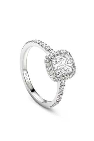 Boodles Vintage Cushion Diamond Platinum Engagement Ring