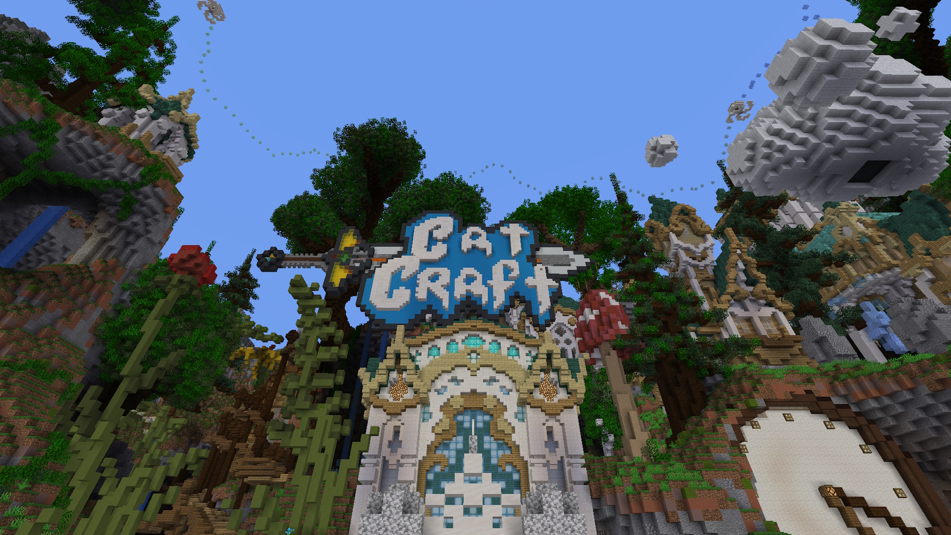 Minecraft servers - the CatCraft server logo in server spawn