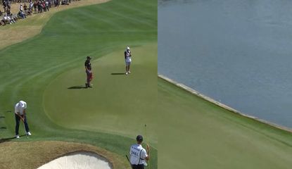 Scheffler putts into the the water