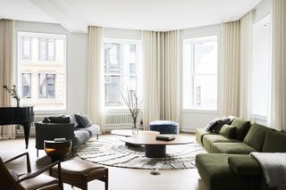 Living room at Union Square Loft redone by Worrell Yeung and Colony