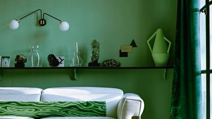Green painted living room