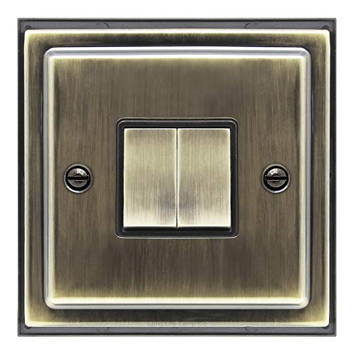 Brush Antique Brass Double Light Switch 2 Gang 2 Way 10amp Be304 Kme