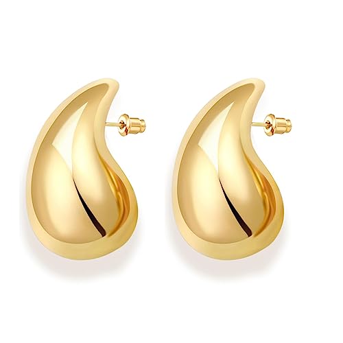 Gold Bottega Earring, Chunky Gold Hoops Earrings for Women, Gold Drop Earrings, Gold Earrings Bottega Veneta Earring Dupes Hypoallergenic Earrings Jewellery Gift for Women