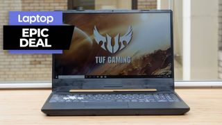 Asus TUF Gaming A15 gaming laptop on a windowsill