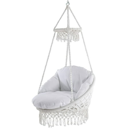 Deluxe Polyester Macrame Chair With Fringe