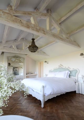 French country decor in white bedroom