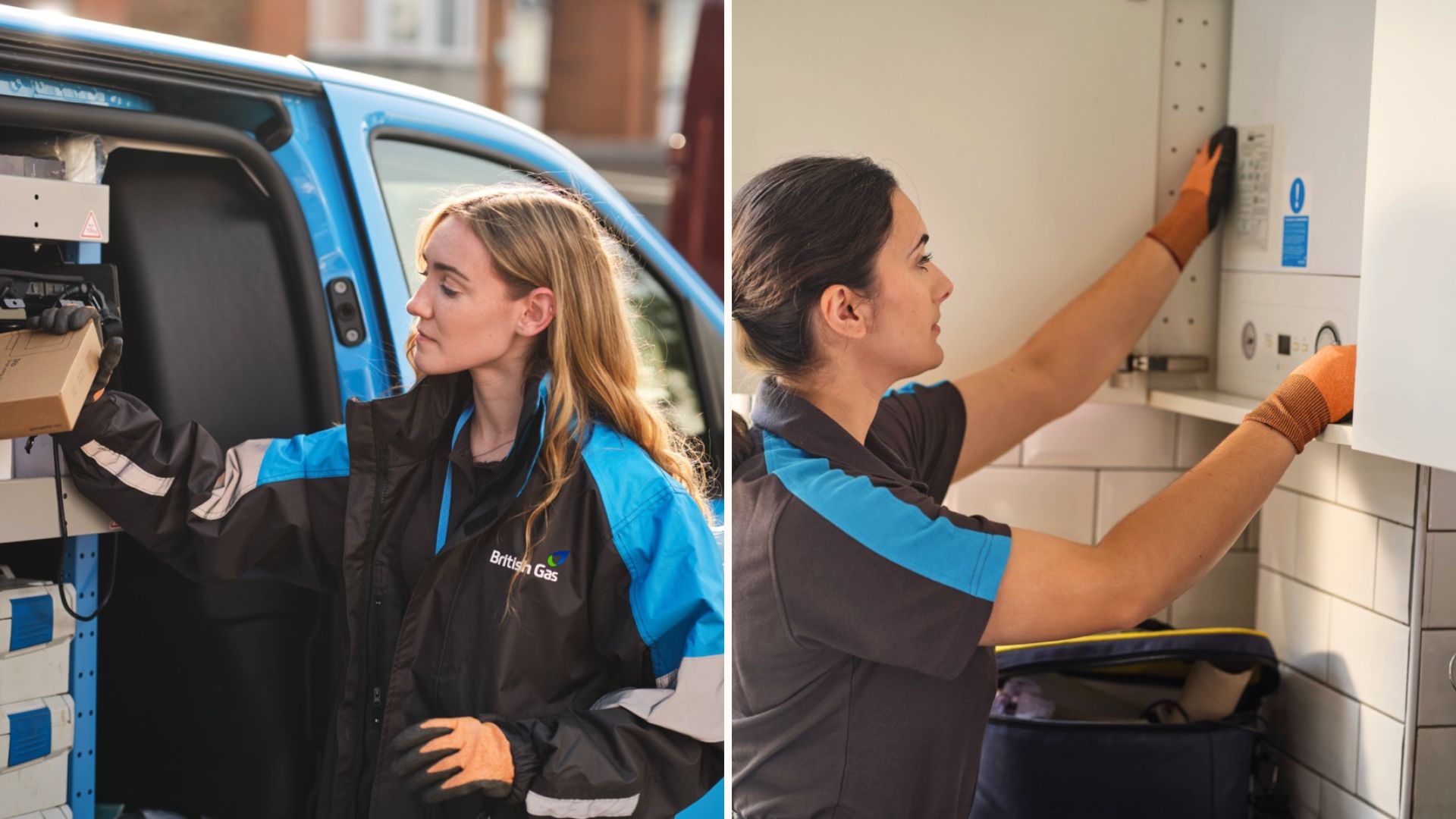 British Gas workers installing boilers and air conditioning units