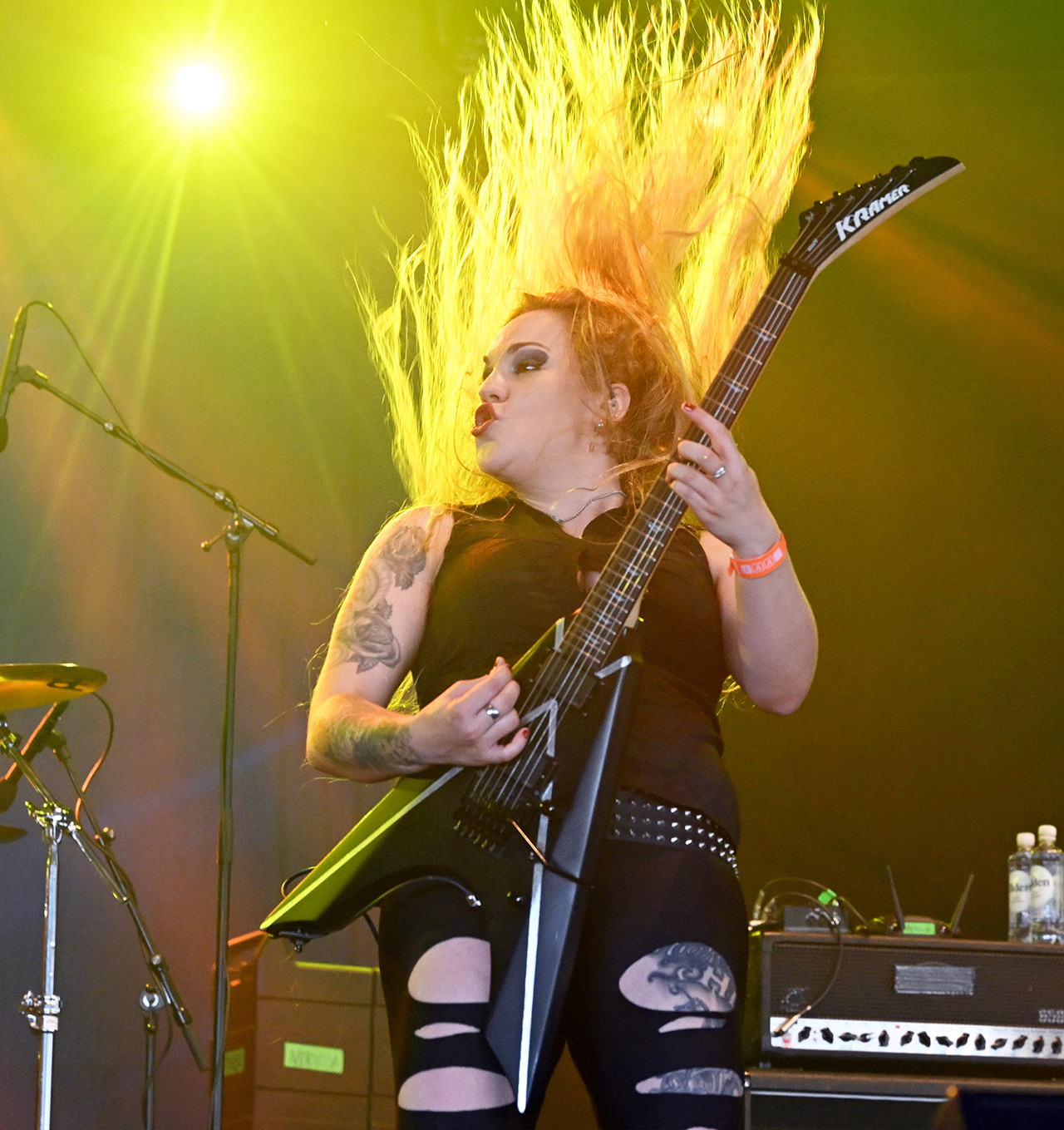 OSLO, NORWAY - JUNE 26: Prika Amaral performs with Nervosa at Tons Of Rock Festival 2024 at on June 26, 2024 in Oslo, Norway. (Photo by Rune Hellestad - Corbis/Corbis via Getty Images)