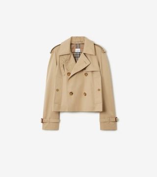 Kurze Gabardine-Trenchjacke in Honig – Damen, Baumwolle | Offizielles Burberry®