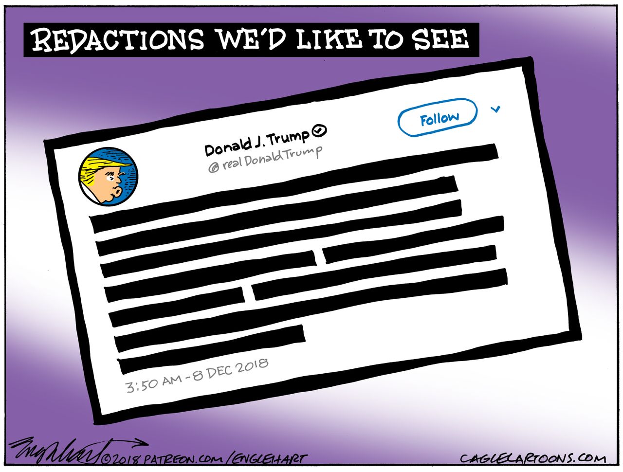 U.S. Trump redactions tweets FBI Mueller investigation Trump censor