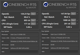 Stock on the left, overclocked on the right.
