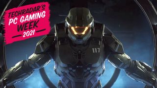 Master Chief from Halo with PC Gaming Week logo to the left