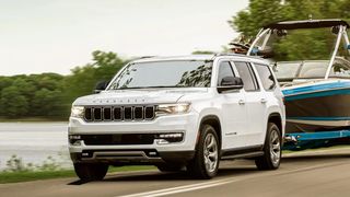 Photo of a 2024 Jeep Wagoneer towing a boat