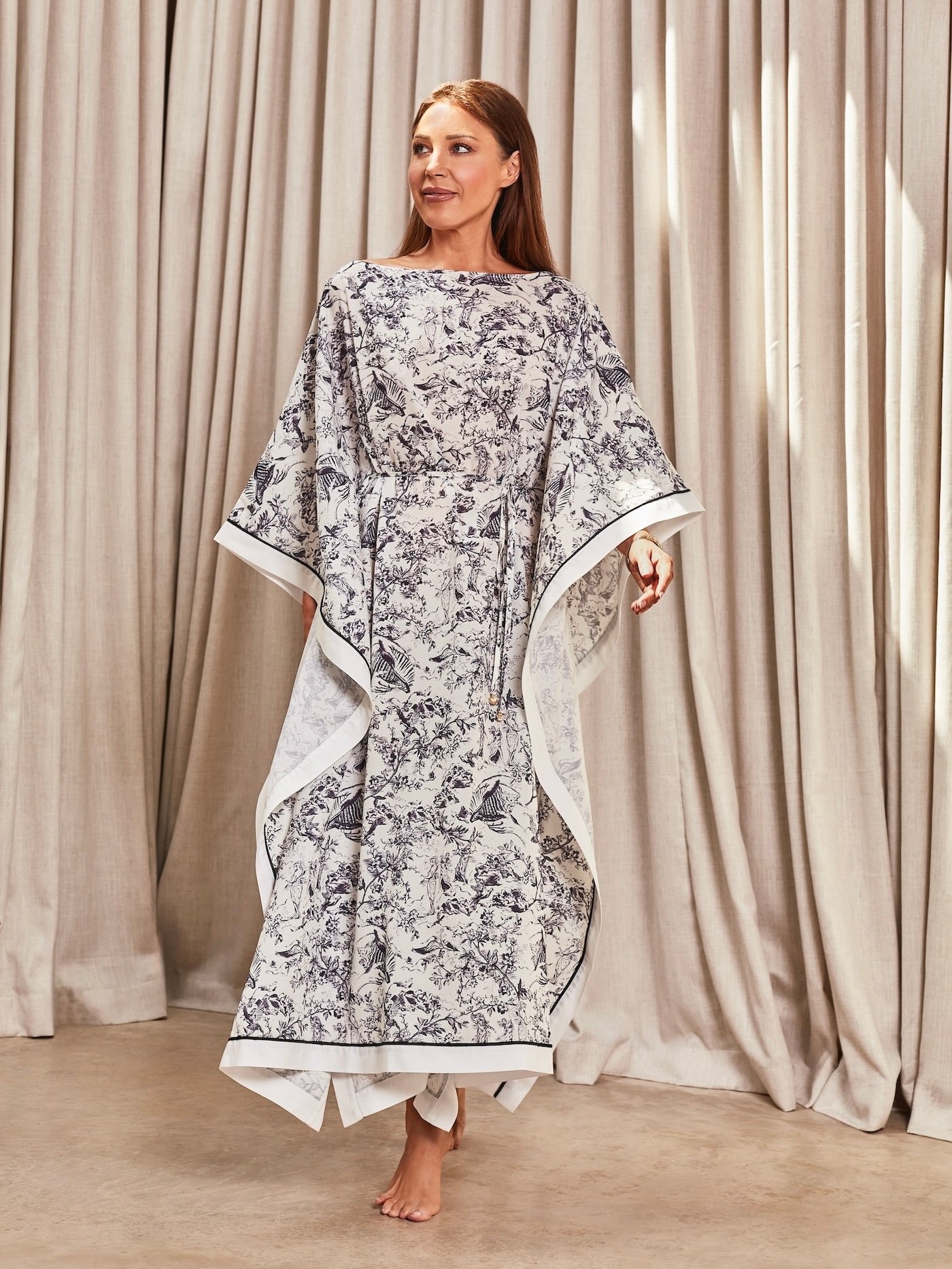 &amp;lsquo;athena&amp;rsquo; Toile Printed Kaftan White Multi