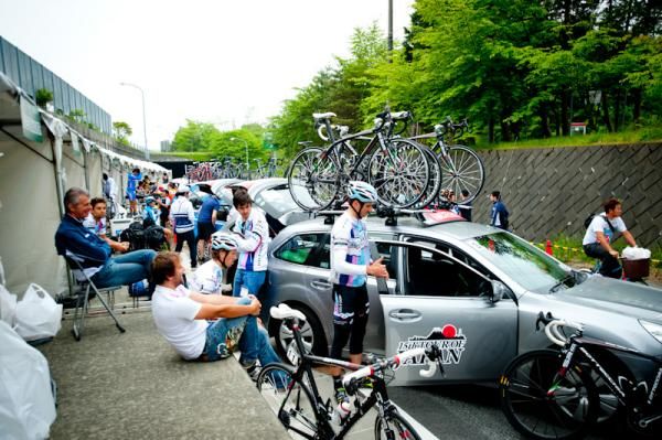Before the race start at fourth stage of Tour of Japan