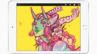 The iPad mini running an illustration app