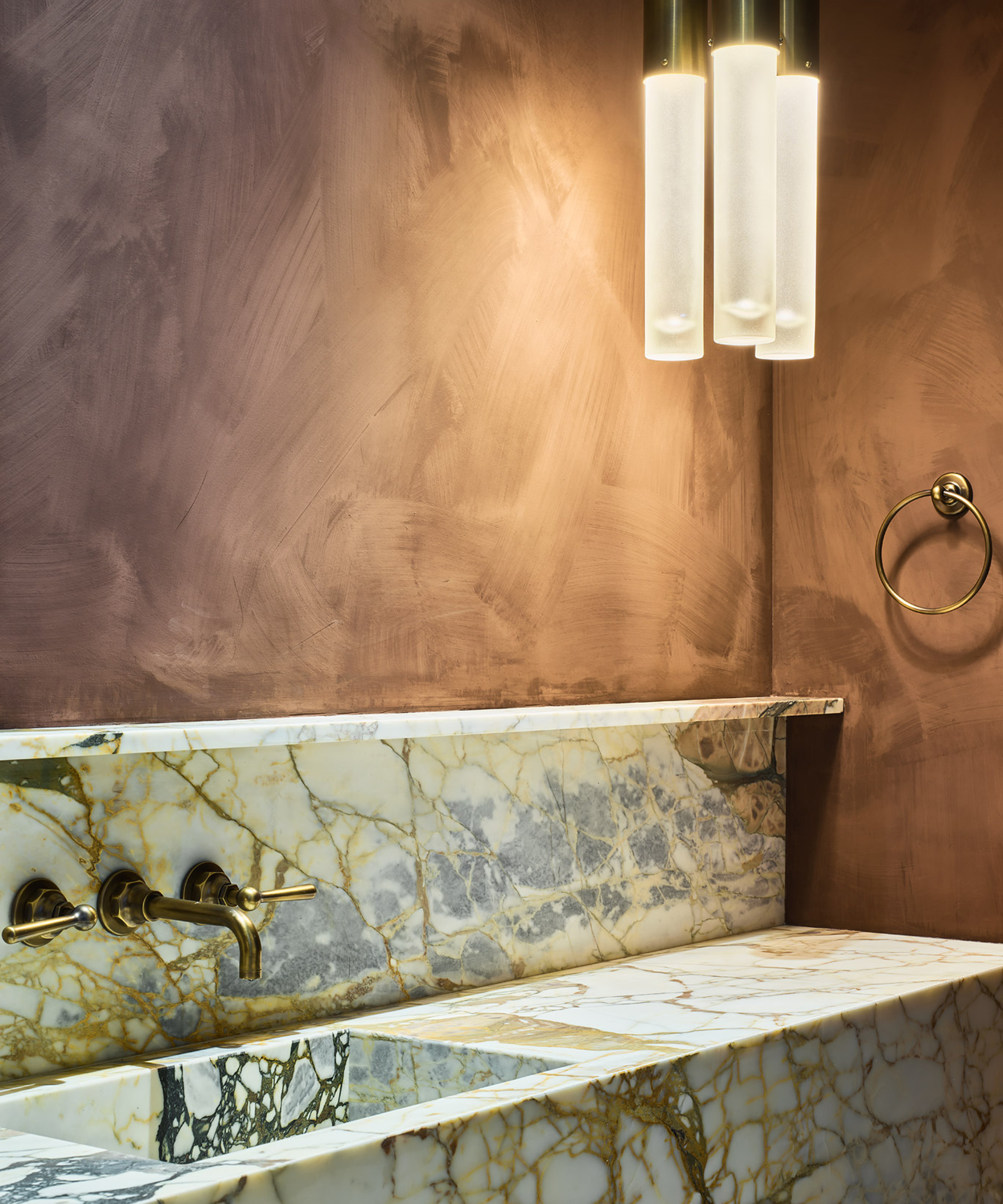 bathroom with marble vanity